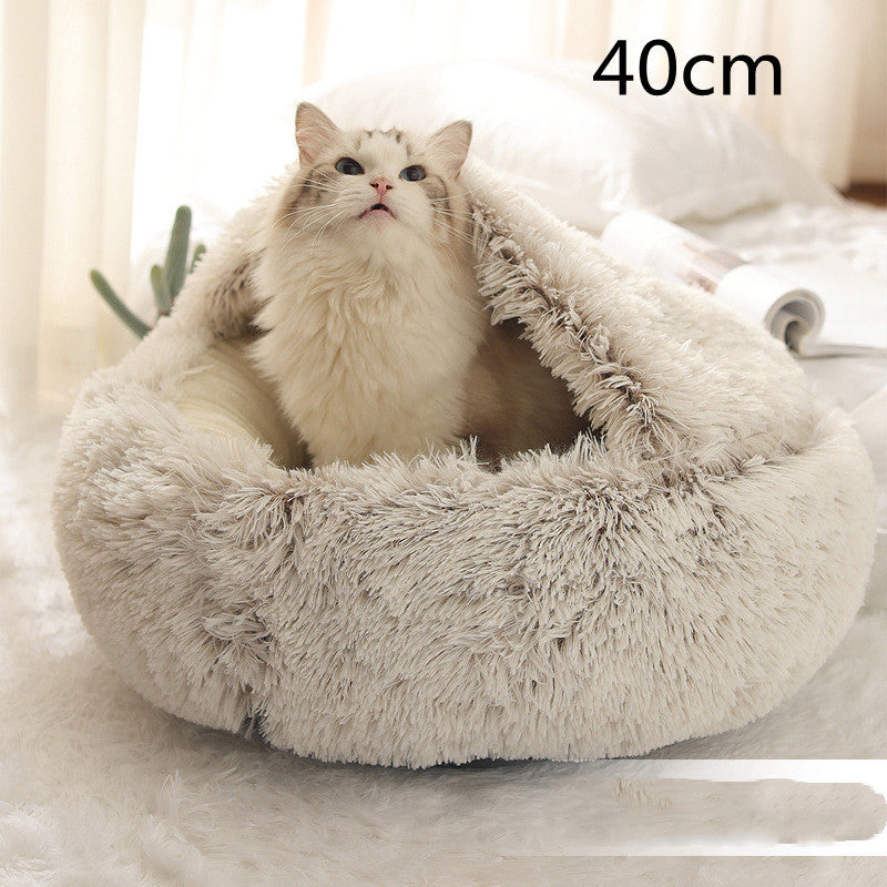 Cat Bed Pet Winter Bed Round Plush Warm Bed House Soft Long Plush Pets Bed