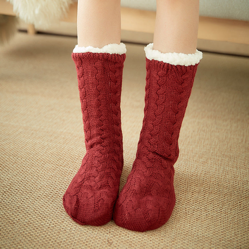 Socks women autumn and winter thickening plus velvet floor socks adult home slippers socks warm sleeping carpet socks